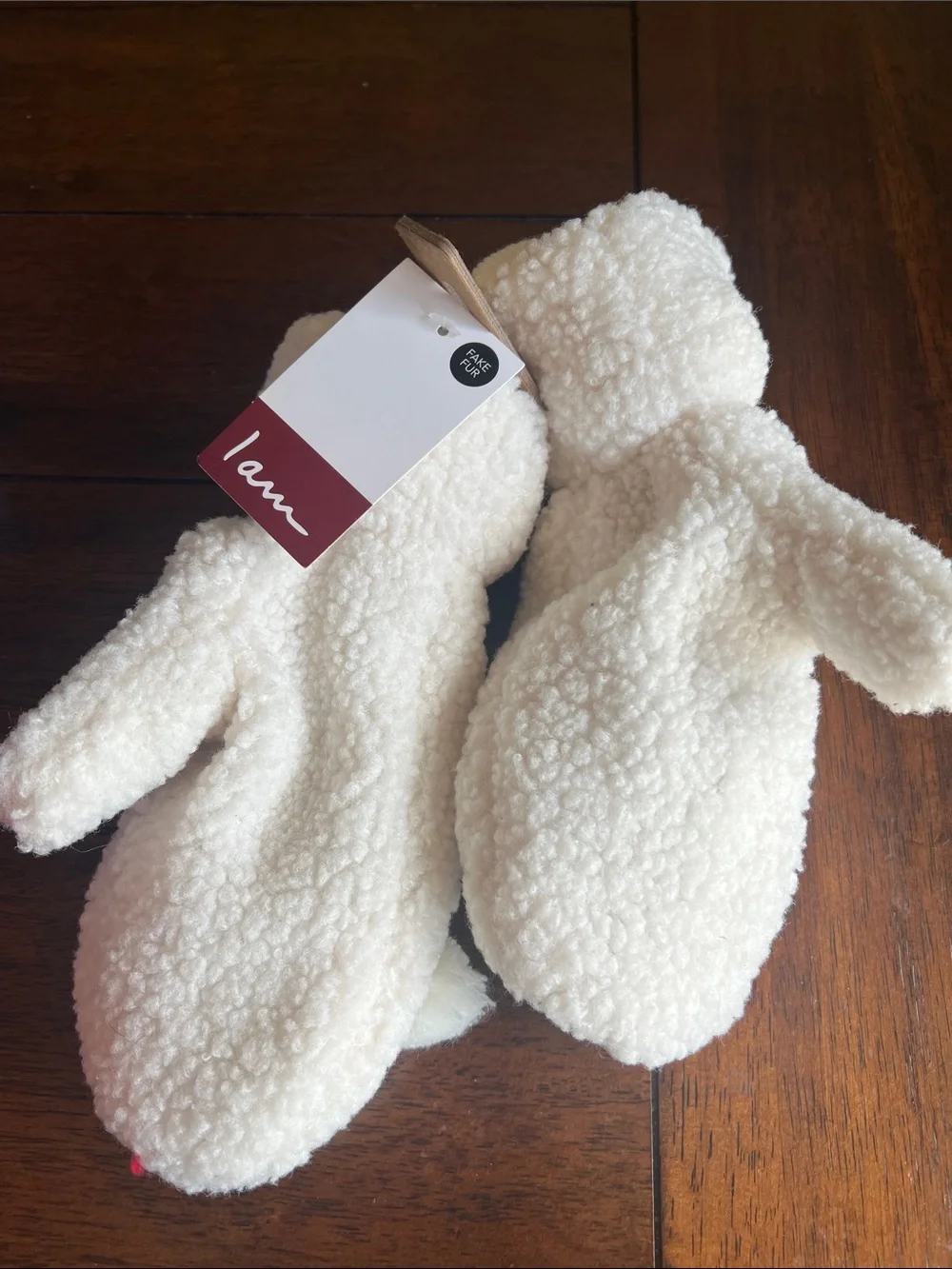 Plush Cream Bear Mittens for Kids - Soft Winter Handwear